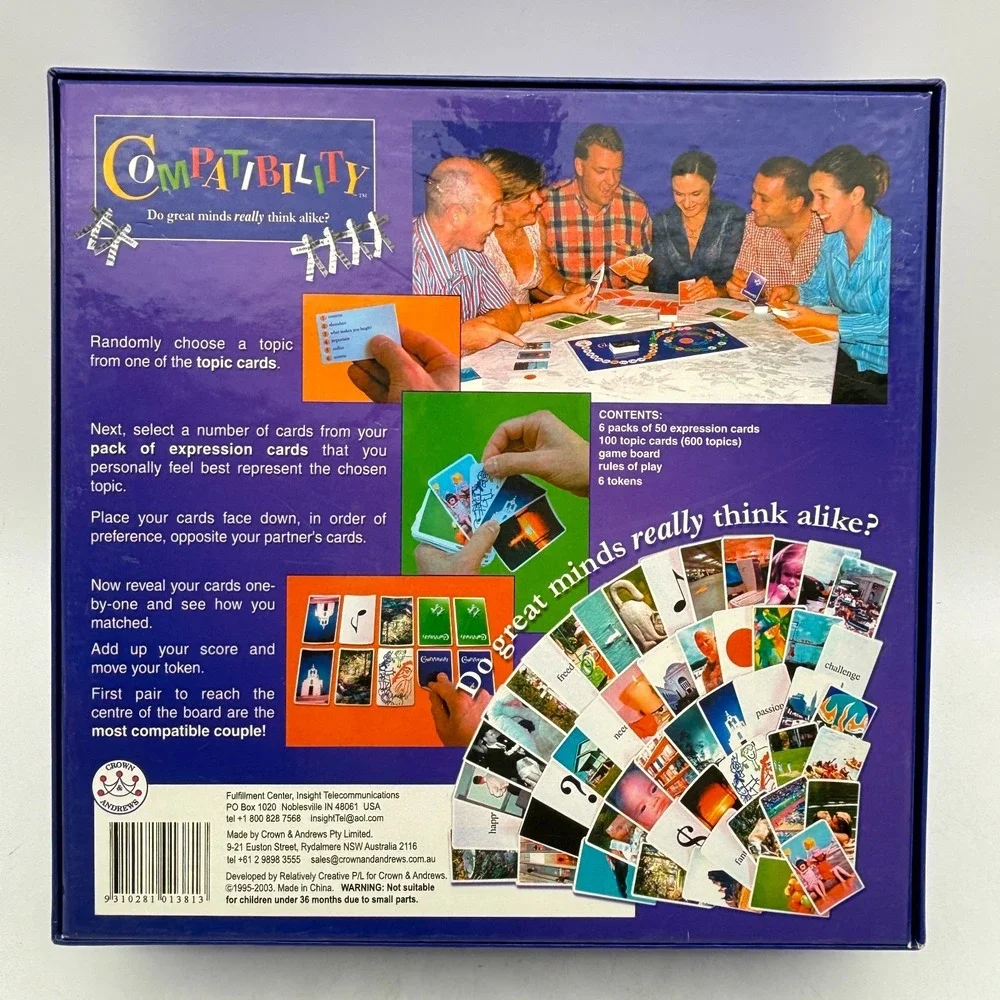 VINTAGE Compatibility COMPLETE Crown & Andrews 2003 Party Game Cards Pictures